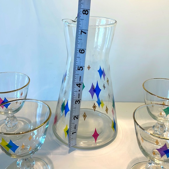 **SOLD******Unique MCM Vintage Libby Atomic Diamonds Cocktail Set of 5 - Picture 12 of 17